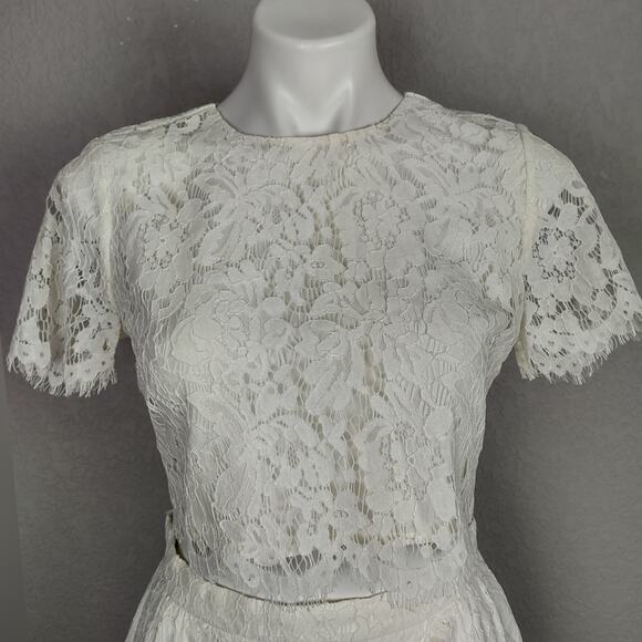 J Crew Collection Floral Lace Midi Skirt and Cropped Top Ivory Set Size 0 - Picture 9 of 16